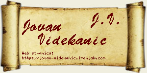 Jovan Videkanić vizit kartica